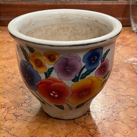 Vintage Accents Vintage Porcelain Planter With Pansies Poshmark